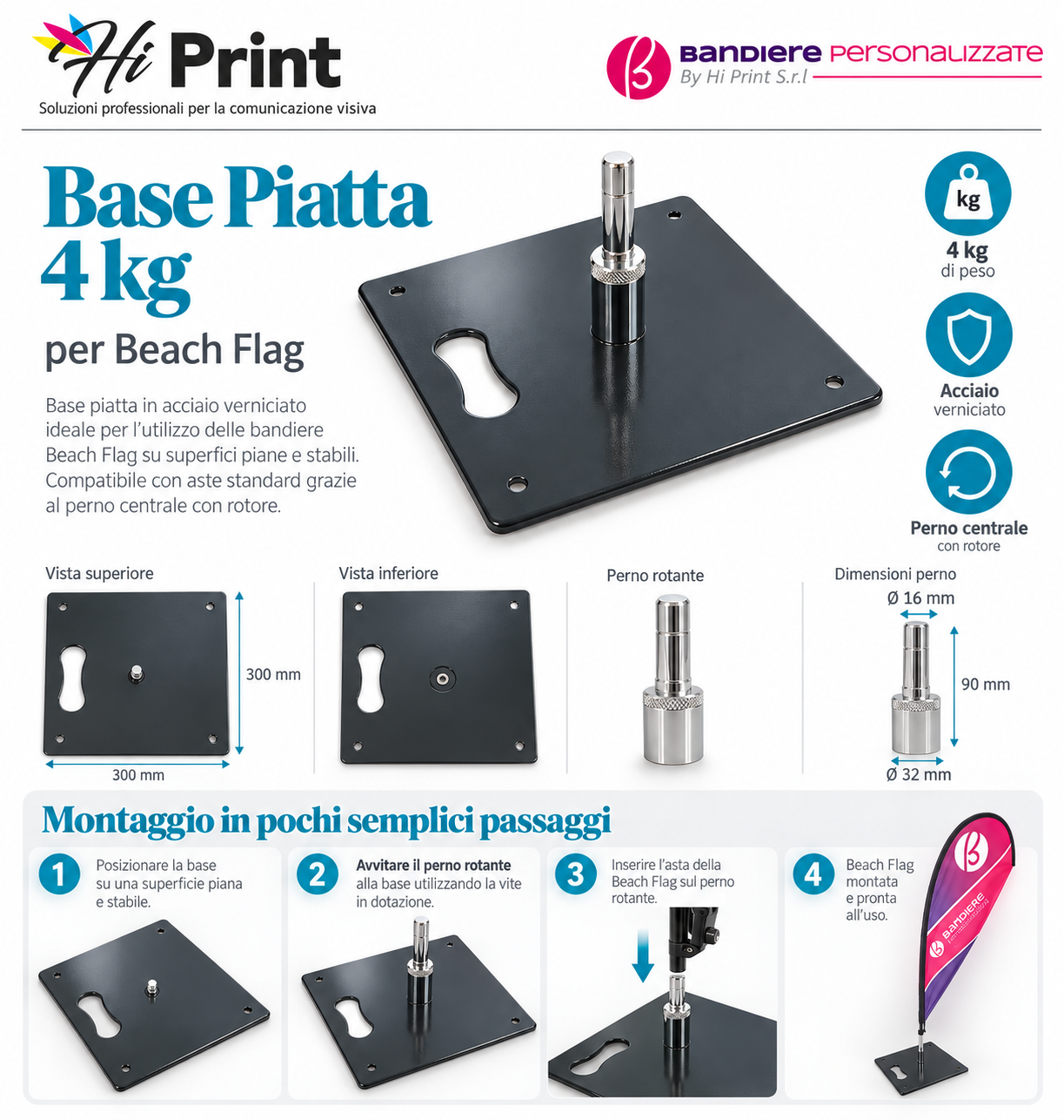 Scheda montaggio Base piatta da 4 Kg